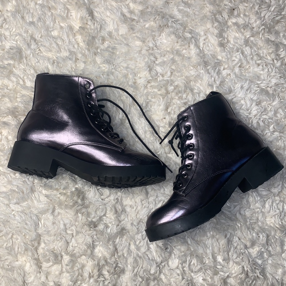 Comfortable metallic/gun metal ankle combat boots / size 41 - Picture 10 of 11
